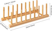2 pièces Support de rangement et égouttoir en bambou pour assiettes, bols, tasses, livres, couvercles de casseroles et planches à découper, pour armoire de cuisine