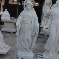 Sculpture à la main grande église religieuse célèbre Sculpture pierre naturelle sculpture grandeur nature marbre blanc Christ Jésus Statue