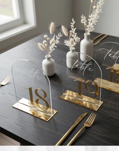 Altın Gümüş Lüks Yüksek Kaliteli Dayanıklı <span class=keywords><strong>5X7</strong></span> İnç Şeffaf Akrilik Kavisli Masa Numarası Standı 13x18 cm Düğün Partisi İçin - Product Image 4