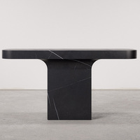 Table console monolithique en marbre unique, plateau rectangulaire arrondi, mobilier d'entrée contemporain de luxe pour la maison de rêve