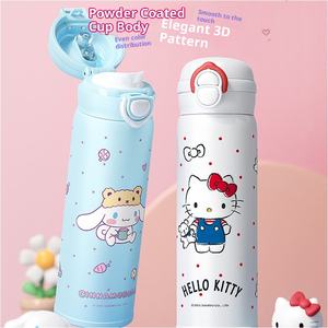 Gourde isotherme Sanrio Kuromi Hello Kitty pour enfants, en acier inoxydable 316 de qualité alimentaire, grande capacité, pour la rentrée scolaire, pour filles d'école primaire, avec double paille - Product Image 4