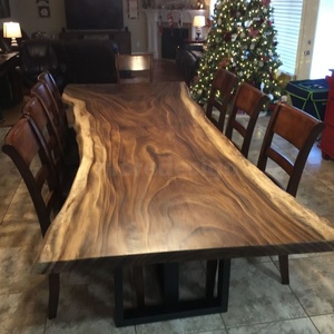 MORE DESIGN <span class=keywords><strong>Tavolo</strong></span> da Pranzo in Legno di Noce Sudamericano Naturale Puro, Arredamento per Villa e Casa, Piano in Legno <span class=keywords><strong>Grezzo</strong></span> per Sala Conferenze - Product Image 2