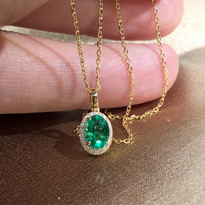 Collana con Ciondolo in Pietra Verde-Blu per Donne, Stile Vintage, Gioielli alla Moda per Uso Quotidiano, Regalo - Product Image 1
