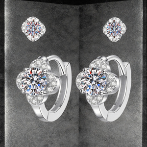 925 Sterling <b>Silver</b> Moissanite VVS1 Huggie <b>Earrings</b> 14K White Gold Plated Hypoallergenic Lab Created Diamond <b>Hoop</b> for Women Men - Product Image 2