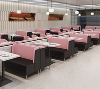 Bancs en cuir rose et noir modernes, assises dos à dos, pour restaurant, mobilier de table à manger, café, pâtisserie