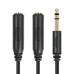 Venta al por mayor personalizado chapado en oro 6,35mm <span class=keywords><strong>Mono</strong></span> TS <span class=keywords><strong>1</strong></span>/<span class=keywords><strong>4</strong></span> "macho a doble hembra <span class=keywords><strong>1</strong></span>/<span class=keywords><strong>4</strong></span>" divisor de Audio Y Cable para amplificador altavoz guitarra - Product Image 3