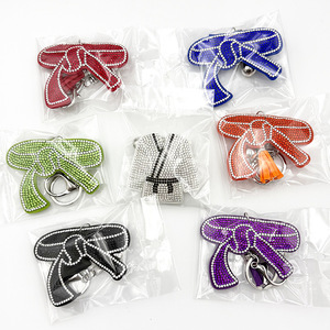 Sabuk Pita Taekwondo Berhias Berlian Imitasi & Gantungan Kunci Seragam Kristal, Aksesoris Tas Seni Bela Diri, Karate, Jiu Jitsu, Judo, Souvenir <span class=keywords><strong>Gi</strong></span>, Hadiah - Product Image 1