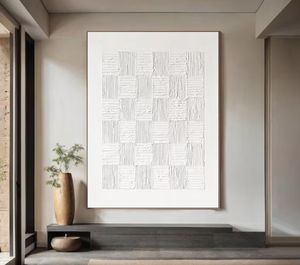 Su misura grande bianco Beige 3D testurizzato minimalista fatto a mano Wabi-Sabi astratto pittura a olio per la casa Hotel ufficio parete arte decorazione - Product Image 3