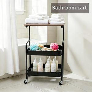 Chariots de rangement utilitaires en métal avec roulettes, 3 niveaux - Product Image 4