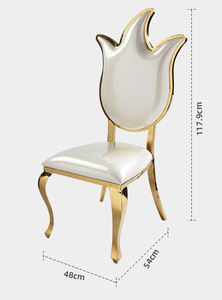 Chaises de mariage en acier inoxydable doré à dossier en forme de flamme royale - Product Image 3