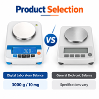 Balance de laboratoire numérique de précision 3000g 10mg, balance électronique de comptage, conversion d'unité de pesage en pourcentage, métal, calibration automatique