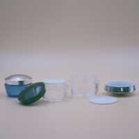 Pots cosmétiques en plastique PS transparent à double paroi de 30g et 50g avec couvercles, pour crème visage et contour des yeux, impression sérigraphique, logo personnalisé