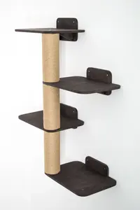 Unjunji moderno angolo di legno gatto albero sostenibile a parete torre del gatto con Sisal graffi e scaffali gatto parete mobili - Product Image 4