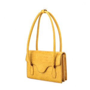 Bolso Bandolera de Cuero con Estampado de Cocodrilo, Amarillo, Elegante, Bolso de Hombro Premium, Bolso Tipo Sobre Funcional para Damas - Product Image 2