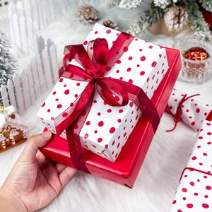 Red Polka Dot Tissue <b>Paper</b> <b>Roll</b> 17 In X 16.4 Ft Single Side Coated Waterproof Gift <b>Wrap</b> for Crafting and Packaging - Product Image 4