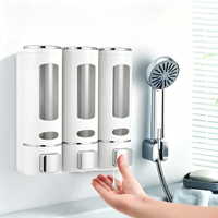 Distributeurs automatiques de savon liquide muraux en ABS double, rechargeables, pour cuisine, salle de bain et hôtel (vente en gros)