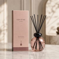 Diffuseur de parfum d'ambiance de luxe 120 ml, bâtonnets inclus, OEM, marque privée, parfum personnalisé, flacon en verre, coffret cadeau, écologique, sécurité professionnelle