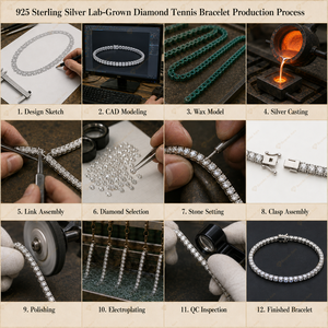 Gelang Tenis Berlian Buatan Laboratorium Perak Sterling 925 Potongan Bulat 4 Prong 2mm 3mm 4mm 5mm 6mm untuk Pria dan Wanita - Product Image 6