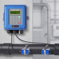 Medidor de Flujo Ultrasónico de Montaje en Pared Azul con Salida Modbus RS485 de 4-20 mA