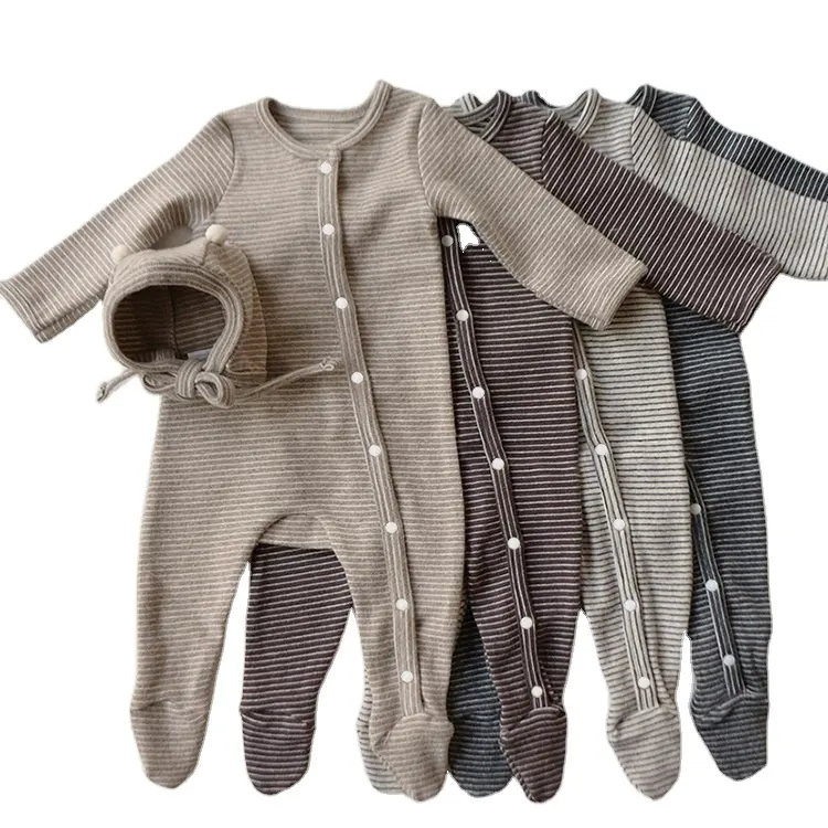 Pagliaccetto del bambino dei vestiti a righe del cotone del ragazzo della neonata su ordinazione all'ingrosso