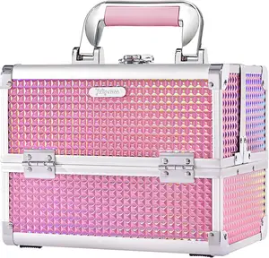 Vanity Case Makeup Storage Box with Mirror Beauty Storage Box Travel Makeup Case Portable Cosmetic Train Case Make Up Organiser