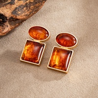Boucles d'oreilles pendantes vintage géométriques ovales et carrées en résine pour femmes, accessoires de bijoux tendance pour le quotidien, cadeau