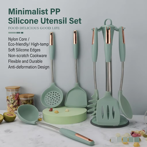 Multi Color Options Cookware Safe <b>Cooking</b> Turner Spatula Soup Ladle Household Silicone <b>Cooking</b> <b>Utensil</b> <b>Set</b> with Stand - Product Image 5