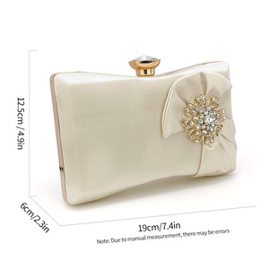 Women Banquet Handbags Diamond Luxury Wedding Clutches Purses Bowknot Elegant Ladies Casual <b>Tote</b> Evening <b>Bags</b> PU <b>Zipper</b> Closure - Product Image 6