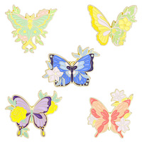 Pin Enamel Kupu-kupu Serangga Moth Retro Romantis Bunga Sayap Bros Pin Kerah Inspirasi Alam Perhiasan Hadiah untuk Wanita