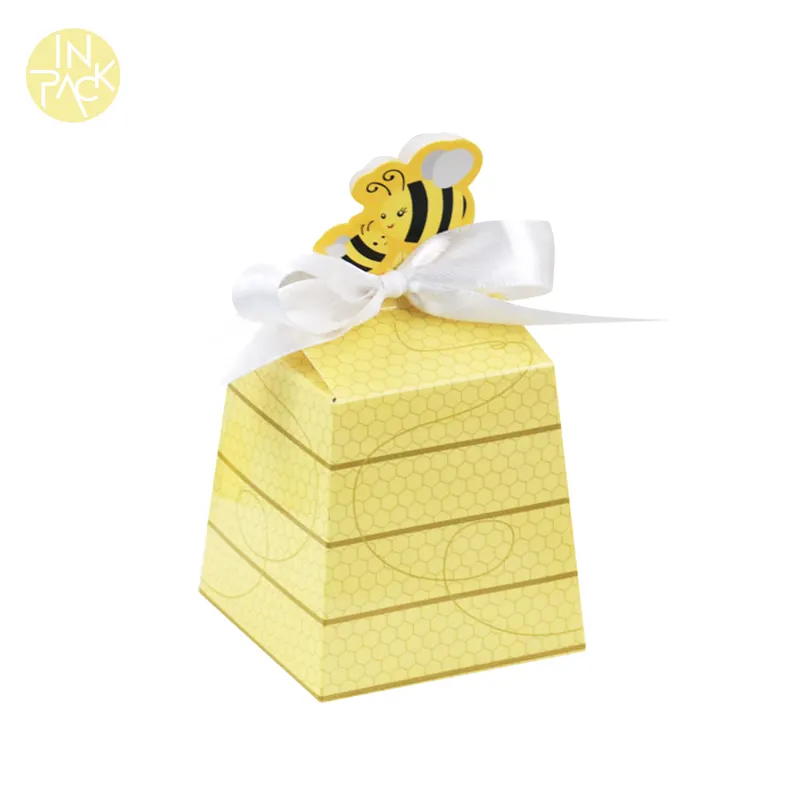 أعلى جودة المورد الذهبي اللون الطباعة ليتل النحل الحلوى ورق تغليف الهدايا مربع للطفل تظهر