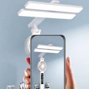 Lámpara de Mesa Recargable para Estudio, Lámpara de Escritorio con Luz de Lectura LED, Ventilador y Pantalla de Reloj LED - Product Image 4