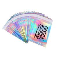 Sacs d'expédition en polyéthylène holographique personnalisés, enveloppes express en aluminium brillant adhésives, sacs d'expédition arc-en-ciel avec logo