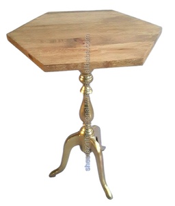 Modern Walnut Wood Top <b>End</b> Table for Home Dining Coffee & Side Table with Metal Frame Sale for Living Room <b>Bar</b> Furniture - Product Image 1