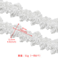 Bordure en dentelle brodée de sequins blancs, ruban en organza fleuri perlé, bord festonné pour robe de mariée