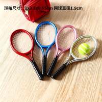 Set de raquetas de tenis, accesorios de escena en miniatura para casa de muñecas, equipo deportivo en miniatura de simulación, artesanía de plástico.