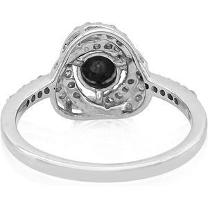 Anillo de Diamantes de 1.02 Quilates, Corte Redondo, Halo Negro, Anillo de Compromiso para Mujer, Oro Blanco de 10k - Product Image 4