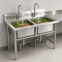 Évier double en acier inoxydable pour cuisine domestique, deux bacs, encastrable, finition brossée