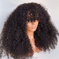 Perruque courte bouclée afro kinky de qualité supérieure et abordable pour femmes noires, en cheveux vietnamiens bruts, sans dentelle, avec bandeau