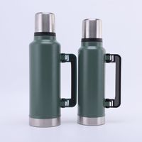 Termos Stainless Steel Kapasitas Besar, Botol Air Terisolasi Portabel dengan Pegangan Samping, untuk Perjalanan, Berkemah, dan Mobil