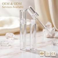 Tubes de rouge à lèvres vides en plastique transparent de 4 ml, personnalisables OEM/ODM, avec bouchon à vis, options de couleur personnalisées, vente en gros directe usine Guangdong