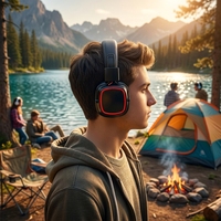 Casque sans fil ODM supra-auriculaire LED Silent Disco pour camping, yoga, événements d'équipe et festivals, avec émetteurs double mode