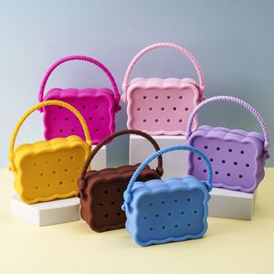 Cute PVC Hole Bag Square Earphones Candy Color Beach <b>Storage</b> DIY Tote Bag with Customized Color & Fashion Design - Product Image 3