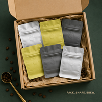 Sac à café mini de 50g de qualité alimentaire en aluminium avec fermeture éclair et valve de dégazage pour échantillons de café - Offre Spéciale
