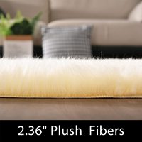 Tapis moderne en fausse fourrure shaggy, tapis de sol super doux et moelleux en latex, lavable, pour salon, chambre, décoration bohème pour la maison