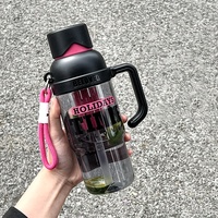C312 Tasse à thé portable haute couleur Séparation bulle Portable Double boisson tasse grande capacité bouteille d'eau en plastique avec poignée
