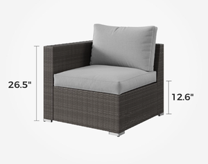 Ensemble de canapés de <span class=keywords><strong>jardin</strong></span> en rotin en aluminium moderne, <span class=keywords><strong>salon</strong></span> d'<span class=keywords><strong>angle</strong></span> en <span class=keywords><strong>bois</strong></span> confortable et durable avec repose-pieds portable pour cour intérieure - Product Image 3