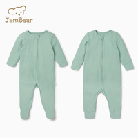 Combinaisons en coton biologique unisexe pour bébé, barboteuses à fermeture éclair inversée, pyjamas à manches longues, combinaisons de nuit vierges
