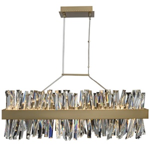 Lampada a sospensione a <span class=keywords><strong>LED</strong></span> rettangolare moderna in cristallo di lusso regolabile in altezza <span class=keywords><strong>soggiorno</strong></span> cucina isola <span class=keywords><strong>lampadario</strong></span> oro - Product Image 1