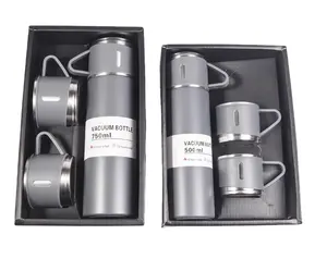 Fábrica Nova Design Business Gift Box Set Presente Vacuum Cup Aço Inoxidável Thermo Com 3 Tampas Taça Do Negócio Portátil