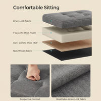 Repose-pieds pliable en tissu de lin durable Chengjun 41*31*31cm, grand tabouret de rangement multifonctionnel pour salon, ottoman